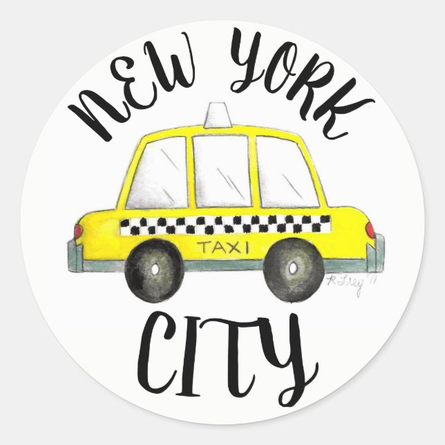 Adesivo Carro de táxi amarelo verificável Nova Iorque NYC (Frente)