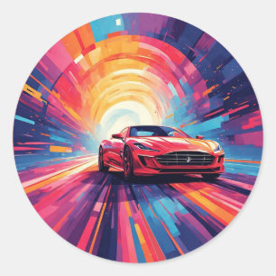 Adesivo Carro Esportivo Vermelho Vibrante em um Design Esp