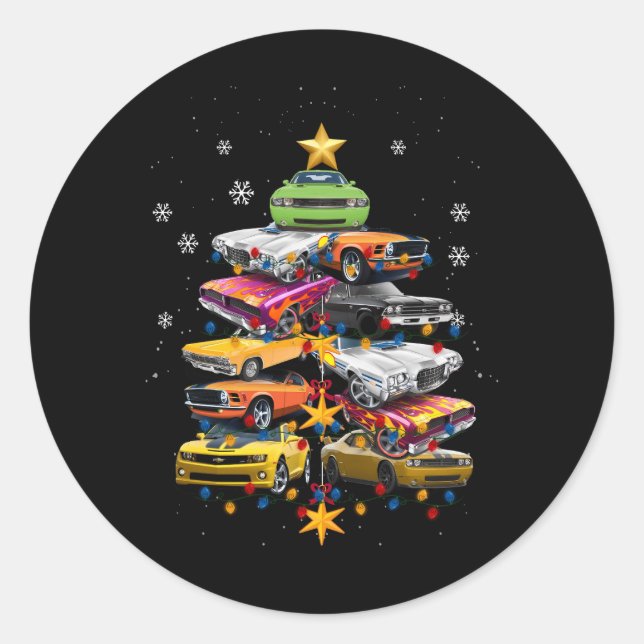 Adesivo Carro Madness Árvore de Natal Carros Musculares Cl (Frente)