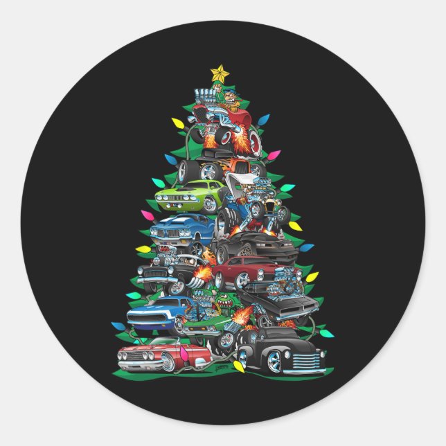 Adesivo Carro Madness Árvore de Natal! Carros Musculares E (Frente)