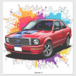 Adesivo Carro Musculoso Vermelho Vibrante
