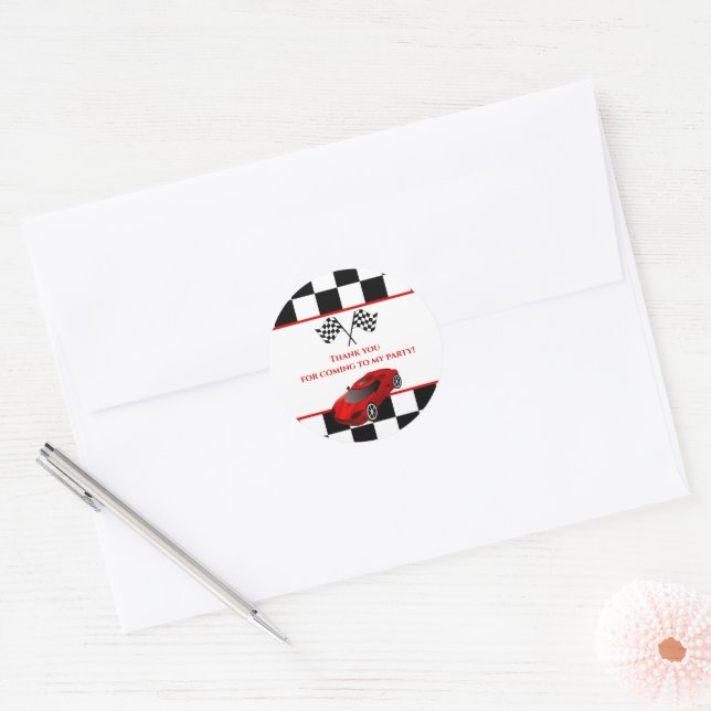 Adesivo Carro Race Vermelho | Favor da Parte Aniversário d (Envelope)