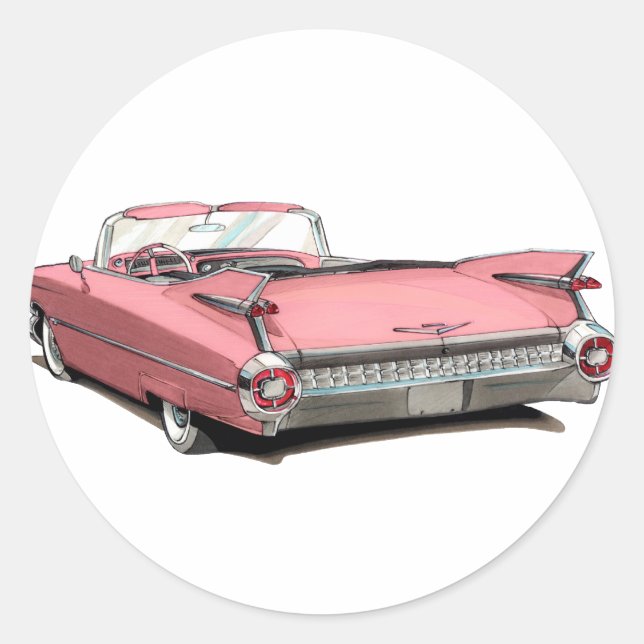 Adesivo Carro Rosa Cadillac 1959 (Frente)