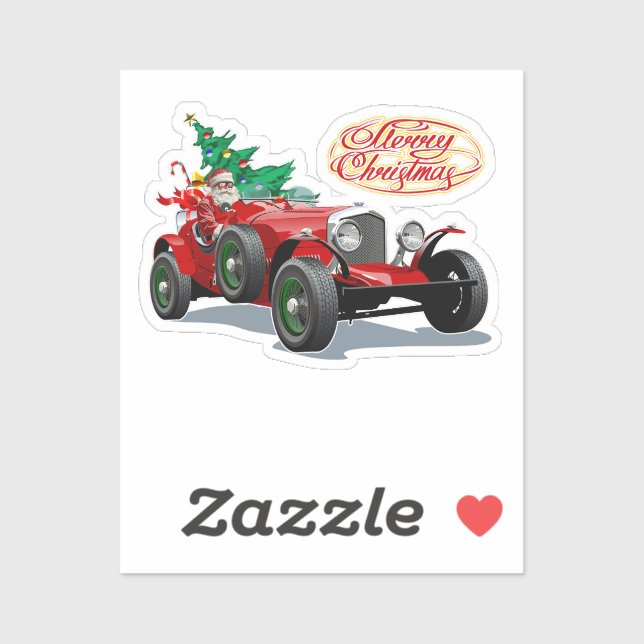 Adesivo Carro vintage de Natal (Folha)