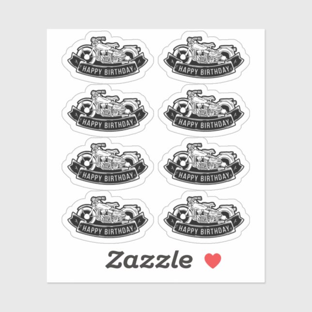 Adesivo Carroçaria Feliz Festa de Aniversário do Motorcycl (Folha)