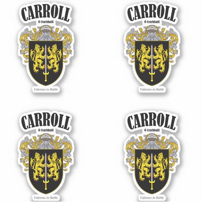 Adesivo Carroll Crest Tradução e significado irlandês (x4) (Frente)