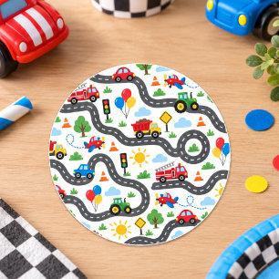 Adesivo Carros de Transporte Fofos Aniversário de 1 ano d