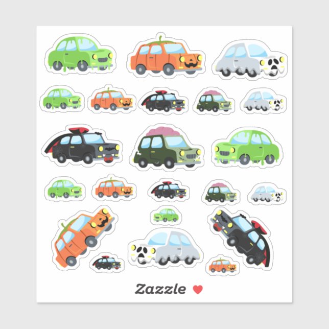 Adesivo Carros temáticos do Dia das Bruxas (Folha)