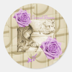 Adesivo Carrossel Dreams Vintage Rosa Round Sticker