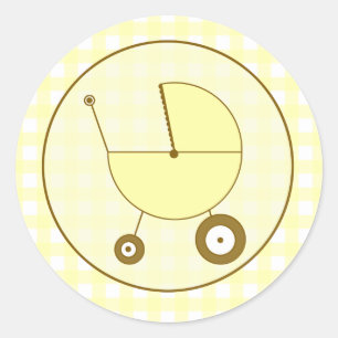 Adesivo Carruagem de bebê Gingham amarelo