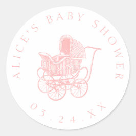 Adesivo Carruagem de Bebê Rosa Vintage