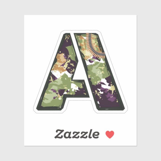 Adesivo Carta A com Textura de camuflagem militar (Folha)