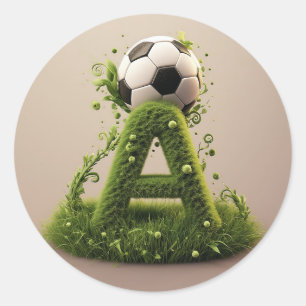 Adesivo Carta A Em Topiaria De Grama Verde Com Bola De Fut