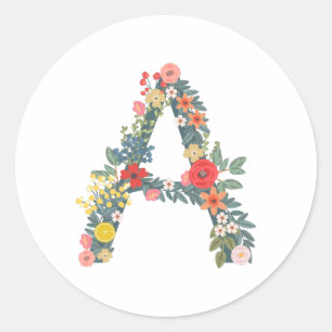 Adesivo Carta A jardim floral personalizado   