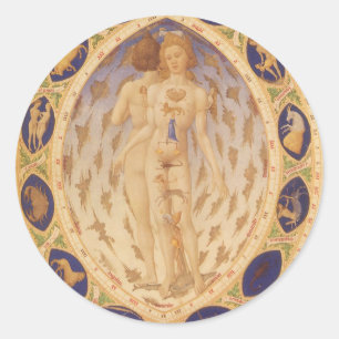 Adesivo Carta Antiga do Zodíaco Celestial, Astrologia Vint