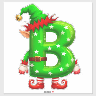 Adesivo Carta B de Elfo de Natal Personagem de Desenho Ani