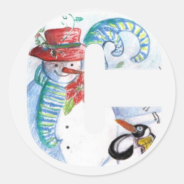 ADESIVO CARTA C DE NATAL, MONOGRAMA DE SERENADE DO PENGUIN (Frente)