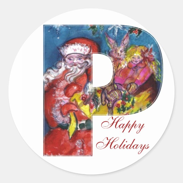 ADESIVO CARTA C DE NATAL / PAPAIS NOEIS COM MONOGRAMA DE P (Frente)