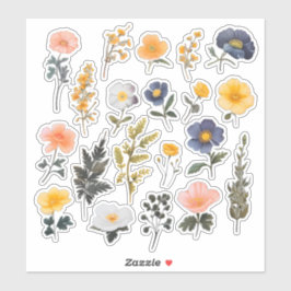 Adesivo Carta de Escritório de Flores de Aquarela