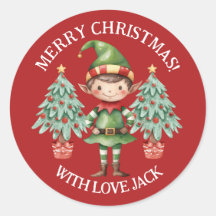 Carta de Feliz Cartoon Elf Boy Feliz Natal