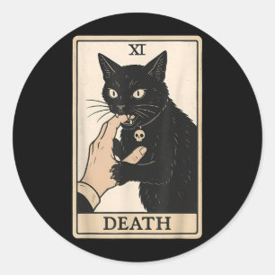 Adesivo Carta de Tarô da Morte Gato Preto Halloween Bruxa 