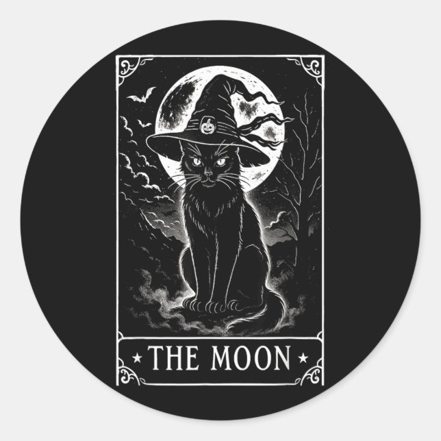 Adesivo Carta de Tarot Lua Crescente e Chapéu de Bruxa de  (Frente)