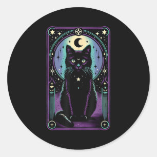 Adesivo Carta de Tarot Lua Crescente Gato Preto Amante Tar