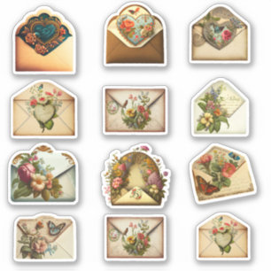 ADESIVO CARTA DE VINTAGEM ENVELOPE COM FUNDO FLORAL