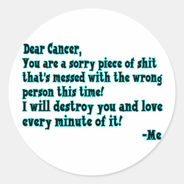 Adesivo Carta para Cancer (Frente)