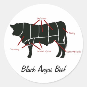 Adesivo Carta preta do carniceiro da carne de Angus -