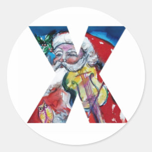 ADESIVO CARTA X DO NATAL/PAPAIS NOEIS COM MONOGRAMA DE VIO