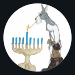 Adesivo cartão chanukah (Hanukkah)<br><div class="desc">chanukah ( Hanukkah ) cartão schnauzer está acendendo a menorah</div>