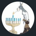 Adesivo cartão chanukah (Hanukkah)<br><div class="desc">chanukah ( Hanukkah ) cartão schnauzer está acendendo a menorah</div>