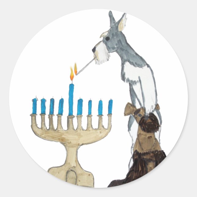 Adesivo cartão chanukah (Hanukkah) (Frente)