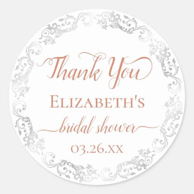 Adesivo Cartão de Agradecimento de Chá de Noiva com Renda  (Frente)