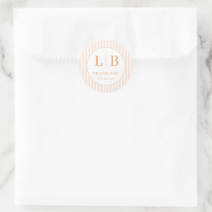 Adesivo Cartão de Agradecimento Elegante Pêssego