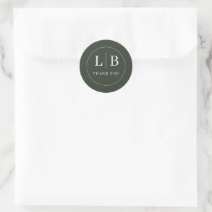 Adesivo Cartão de Agradecimento Minimalista Verde Elegante