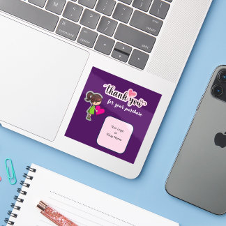 Adesivo Cartão de Agradecimento Personalizado para Etiquet