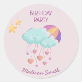 Adesivo Cartão de aniversário colorido de guarda-chuva com