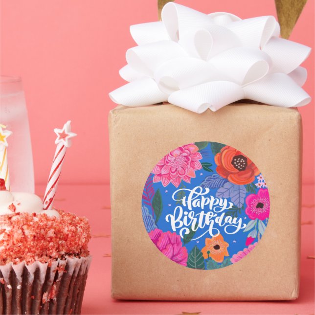 Adesivo Cartão de aniversário com estampa floral brilhante (Festa)