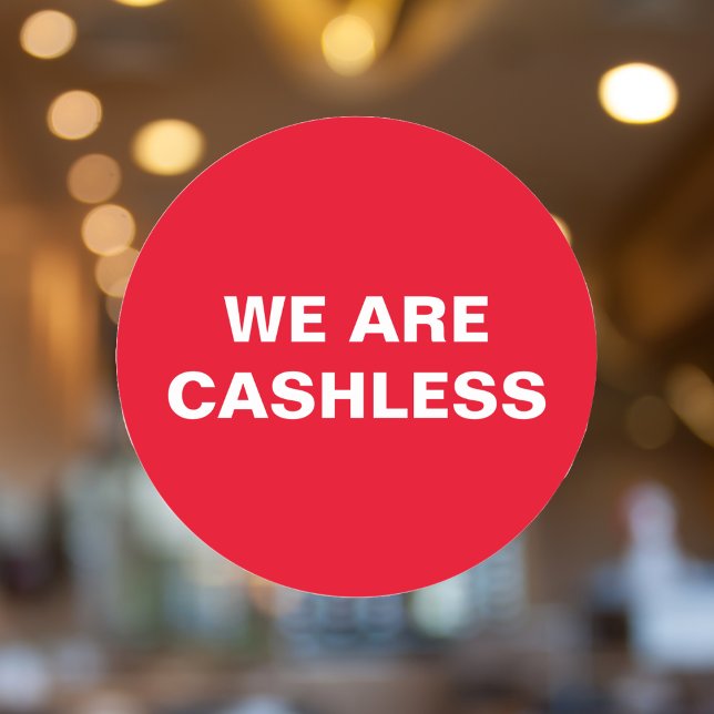 Adesivo Cartão de Crédito Apenas sem Cashless Business Ver (Credit Card Only Cashless Business Red Classic Round Sticker)