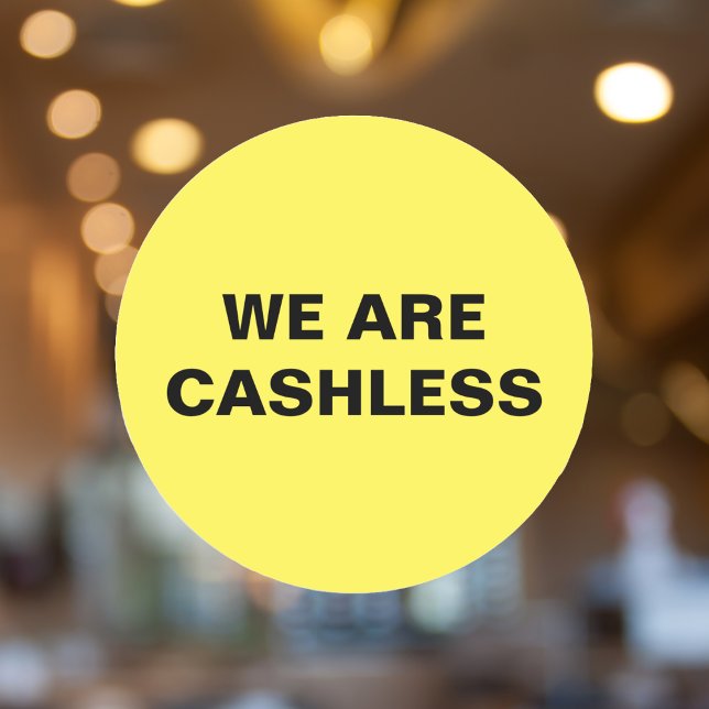 Adesivo Cartão de Crédito Somente Empresa Sem Casca Amarel (Credit Card Only Cashless Business Yellow Classic Round Sticker)