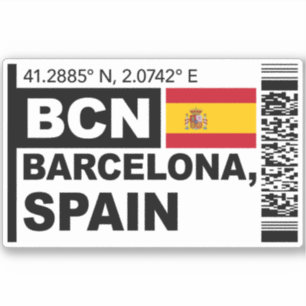 Adesivo Cartão de Embarque BCN Barcelona - Viagens à Espan