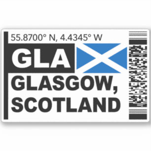 Adesivo Cartão de Embarque GLA Glasgow - Viagens Escócia