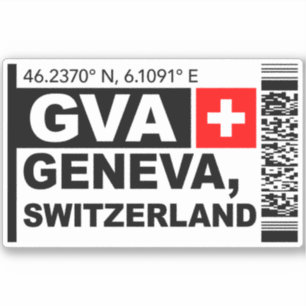 Adesivo Cartão de Embarque GVA Genebra - Viagem pela Suíça