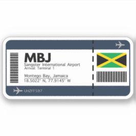 Adesivo Cartão de embarque MBJ Jamaica - Bilhete de Aeropo