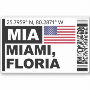 Adesivo Cartão de Embarque MIA Miami - Viagem pela Flórida