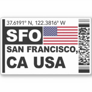Adesivo Cartão de Embarque SFO São Francisco - Viagens Cal