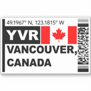 Adesivo Cartão de Embarque YVR Vancouver - Viagem Canadá