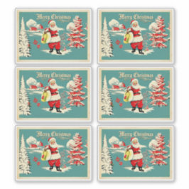 Adesivo Cartão de Férias Retro Santa Wonderland